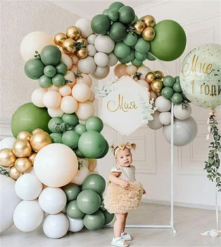 Balon Kulesi Yeşil Macaron Metal Balon Çelenk Kemer Düğün Doğum Günü Balonlar Dekorasyon Parti Balonlar Çocuklar için Bebek Duş
