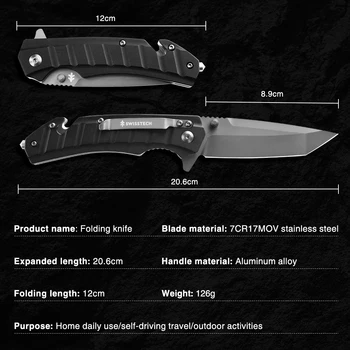ISVİÇRE TEKNOLOJİ Çok Fonksiyonlu Katlanır Bıçak Açık Cep Taktik Açık Survival Savaş Avcılık Katlanır Bıçaklar