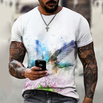 Sanat, üç boyutlu, serin ve sevimli giysiler Hayvan 3D erkekler ve kadınlar yaz rahat sokak kısa kollu büyük boy T-shirt 6XL