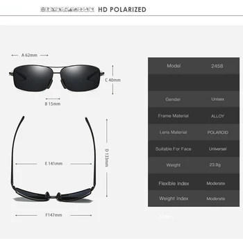 Vintage Polarize Güneş Gözlüğü Erkek Kare Sürüş Shades Erkek Dikdörtgen Metal Çerçeve Marka Klasik Gözlük UV400 güneş gözlüğü 4