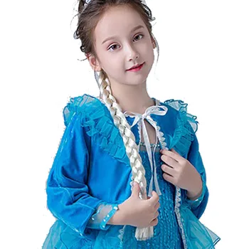 Prenses Elsa Örgü Kafa Postiş Cosplay Örgülü Peruk Elsa Giydir Seti Yürümeye Başlayan Kızlar için Parti Düğün, doğum Günü 1