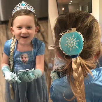 Prenses Elsa Örgü Kafa Postiş Cosplay Örgülü Peruk Elsa Giydir Seti Yürümeye Başlayan Kızlar için Parti Düğün, doğum Günü 4