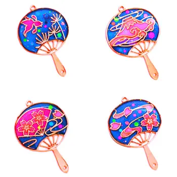 5 adet Sakura Yuvarlak Fan Açık Çerçeveler DIY UV Reçine Zanaat Rüzgar Ahenge Bells Charms Takı Aksesuarları Vintage Şerit Şekiller Kolye