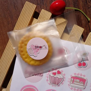 160 adet / paket Pembe Cupcake Kutusu Sızdırmazlık Çıkartmalar Dekoratif Hediye Etiketi Etiket düğün hediyesi Sızdırmazlık Etiket Olay Parti Malzemeleri