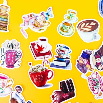 38 adet Yaratıcı Sevimli Self-made Gurme içecek sticker kahve scrapbooking Karikatür Kağıt çıkartmalar / Su Geçirmez kırtasiye dıy