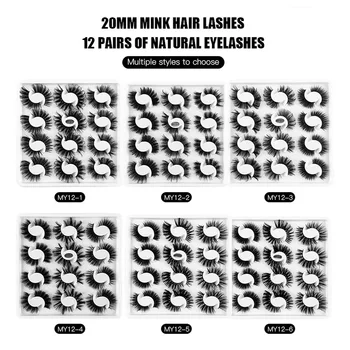 12 Pairs Yanlış Eyelashes Sahte Vizon Lashes Kullanımlık El Yapımı Hacmi Kabarık Kirpikler Göz Makyaj Kadınlar için