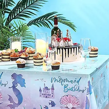 Mermaid Parti Masa Örtüsü Yaz Okyanus tema Mutlu Doğum Günü Partisi Dekor Kızlar için 1st Yaz tatil Tek Kullanımlık Masa Örtüleri