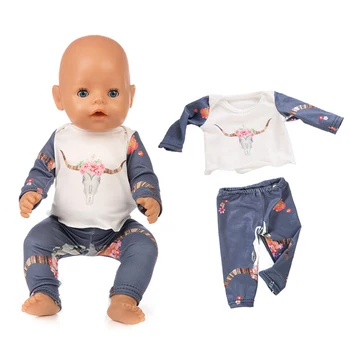 Oyuncak bebek giysileri Pantolon Karikatür Flamingo Romper Giysileri için Doğan Bebek Bebek Giyim Setleri için 18 