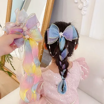 Yeni Şerit Yay Çocuk Firkete Çocuk Headdress Renkli Flama Baskılı Yan Patlama Klip Moda Bebek Kız Aksesuarları Moda 2