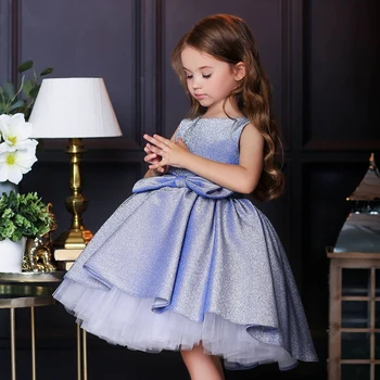 Tül Tutu Prenses Elbiseler 4-10 Yıl Doğum Günü Partisi Çocuklar Için Büyük Yay Balo Kostüm Zarif Sequins Olaylar Balo Giyim 0