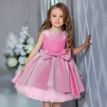 Tül Tutu Prenses Elbiseler 4-10 Yıl Doğum Günü Partisi Çocuklar Için Büyük Yay Balo Kostüm Zarif Sequins Olaylar Balo Giyim 1