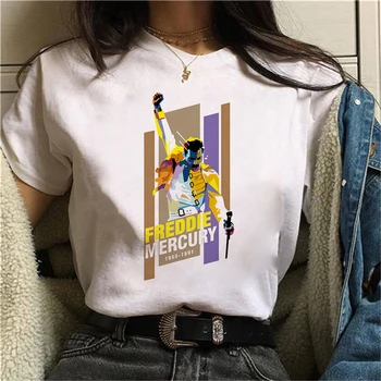 Yaz Freddie Mercury T Gömlek Kadın Kraliçe Komik Tee Vintage Ulzzang Tshirt Gotik Kadın Giyim T-shirt Rahat 90 s Femme 1