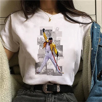 Yaz Freddie Mercury T Gömlek Kadın Kraliçe Komik Tee Vintage Ulzzang Tshirt Gotik Kadın Giyim T-shirt Rahat 90 s Femme 2