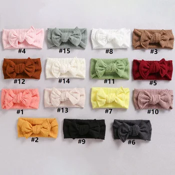 Yeni Elastik Yay Bandı Bebek Kız ıçin 15 Renkler Ilmek Bebek Şapkalar Yenidoğan Doğum Hediyeler ıçin Bebek Saç Aksesuarları 1