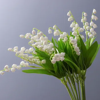 37 cm Tek yapay Çiçek Beyaz Vadi Zambağı Plastik Çiçek Şube Düğün Ev Oturma Odası Dekorasyon Sahte Çiçekler