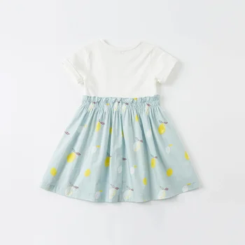 DKY17993 dave bella yaz kızın 5Y-13Y moda karikatür çizgili dökümlü elbise çocuk tatlı elbise çocuklar bebek lolita giysileri 0
