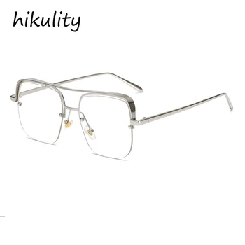 Boy alaşım kare şeffaf lens erkek gözlük gözlük 2020 yeni marka yarım çerçeve kadın gözlük altın şeffaf shades