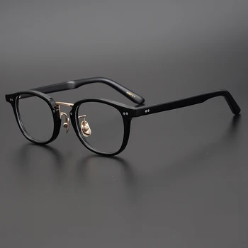 Yüksek Kaliteli Asetat Gözlük Erkekler Kadınlar için Tam Jant Optik Reçete Gözlük Çerçevesi Japonya El Yapımı Retro Kare Gözlük