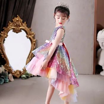 2021 Yeni Bebek Kız Çiçek Prenses Balo Parti Tutu Firar Elbise İçin Brithday Düğün Çocuk Parti Elbise Çocuk Giyim 0