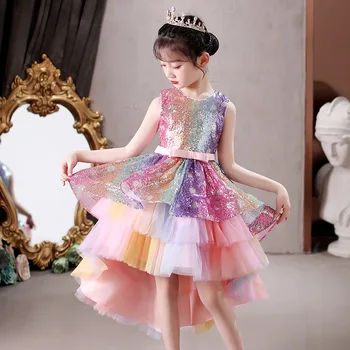 2021 Yeni Bebek Kız Çiçek Prenses Balo Parti Tutu Firar Elbise İçin Brithday Düğün Çocuk Parti Elbise Çocuk Giyim 3