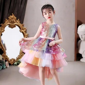 2021 Yeni Bebek Kız Çiçek Prenses Balo Parti Tutu Firar Elbise İçin Brithday Düğün Çocuk Parti Elbise Çocuk Giyim 4