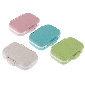 Taşınabilir Buğday Renk Hap Kutusu Tablet Pillbox Dağıtıcı Tıp saklama Kutuları 4