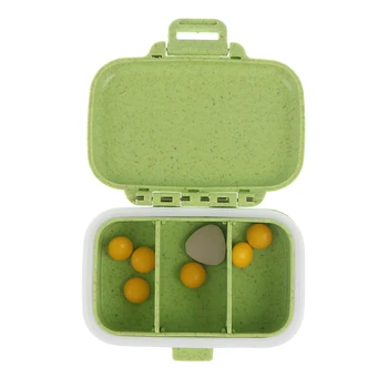 Taşınabilir Buğday Renk Hap Kutusu Tablet Pillbox Dağıtıcı Tıp saklama Kutuları 5