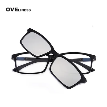 Polarize Güneş Gözlüğü Gözlük gözlük çerçeve Erkek Kadın Manyetik Klip Gözlük TR90 Optik Reçete Miyopi Gözlük Çerçeveleri