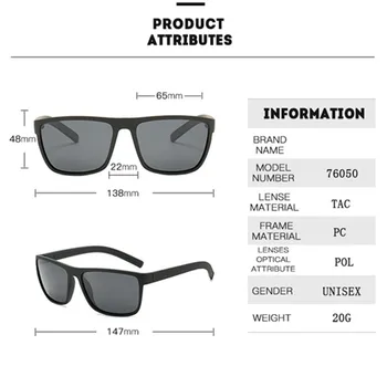 Klasik Moda Polarize Güneş Gözlüğü Erkekler Marka Tasarımcısı Kare Gözlük Kadın Sürüş güneş gözlüğü Erkek Spor UV400 Gafas De Sol