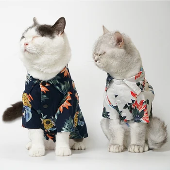 Köpek Hawaii Tarzı Giysiler Pet Yaz Plaj Gömlek Köpek Baskı Ceket Kedi Nefes Kamp Çiçek Yelek Köpek Tatil Aksesuarları 3