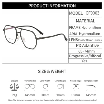 Gmei Optik Pilot Retro Alüminyum Magnezyum Erkek Gözlük Çerçevesi yaylı menteşeler İle Marka Tasarımcısı Kare Gözlük Çerçeveleri GF9003 1
