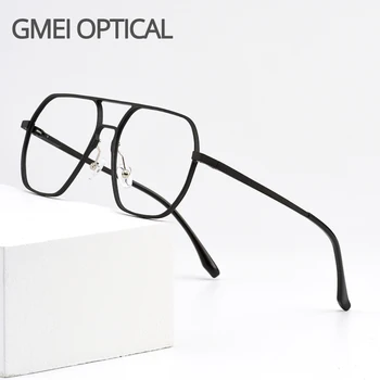 Gmei Optik Pilot Retro Alüminyum Magnezyum Erkek Gözlük Çerçevesi yaylı menteşeler İle Marka Tasarımcısı Kare Gözlük Çerçeveleri GF9003 3