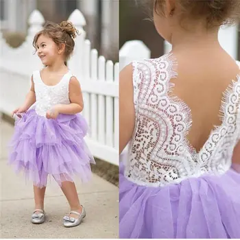 Yaz Çocuklar Bebek Kız Giysileri Tül Tutu Dantel Prenses Elbise Güzel Sevimli Parti Balo Nedime Pageant Elbise 2