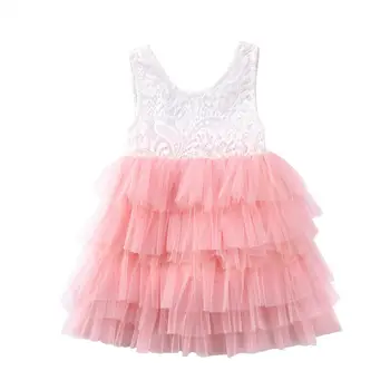 Yaz Çocuklar Bebek Kız Giysileri Tül Tutu Dantel Prenses Elbise Güzel Sevimli Parti Balo Nedime Pageant Elbise 3