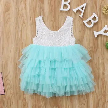 Yaz Çocuklar Bebek Kız Giysileri Tül Tutu Dantel Prenses Elbise Güzel Sevimli Parti Balo Nedime Pageant Elbise 5