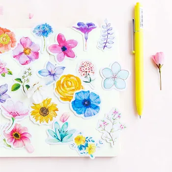45 adet / paket Kawaii Çiçek Sticker DIY El Hesabı Karalama Defteri Günlüğü Dekorasyon Hediye Etiketi Sızdırmazlık Fincan Etiket Sevimli Kırtasiye