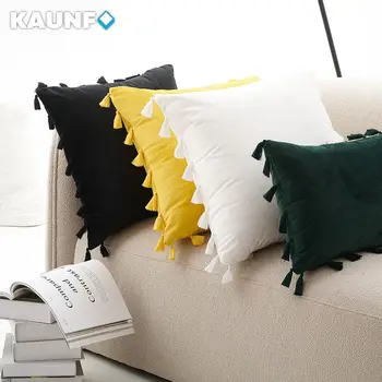Modern ve basit düz renk yastık minder örtüsü dekoratif şerit yastık kılıfı kanepe oturma odası yastık