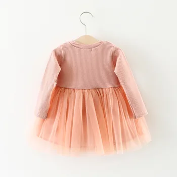 Güzel Yürüyor Bebek Yenidoğan Çocuk Bebek Kız Düğün Pageant Gelinlik Modelleri Uzun Kollu Çiçek Elbise Örgü Elbise Toddler için 0