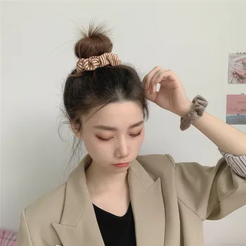 Yeni Çizgili Kalın Bağırsak Saç Kravat Kore Versiyonu Sevimli Lastik Bant Günlük Tüm Maç Şapkalar 3