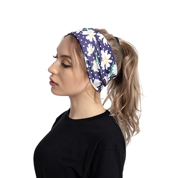 Bohemian Çiçek Baskı Geniş Kafa Bandı Kadınlar İçin Yoga Fitness Spor Ter Elastik Hairband Koşu Bandaj Saç Bantları Headdress 4
