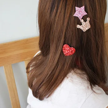 Sevimli Yapışkan Mesaj Sihirli Bant Fringe Saç Sticker Klip Taç Yıldız Kalp Sabit Patlama Yama Sopa Eserdir Sequins Çocuk Kız Şapkalar 1