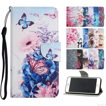 Cüzdan kılıf deri kılıf Için Xiao mi mi 10 10 T 11 Lite Pro POCO X3 NFC Pro telefon kitap kapağı Kelebek çiçek Kedi Flamingo Boyalı