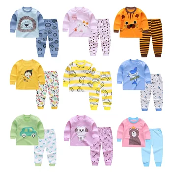 Çocuk Erkek Kız Pijama Toddler Bebek Kız Pamuk Dinozor setleri Çocuk Ev Tekstili Pijama Erkek Pijama Çocuk Kıyafeti Giydirin