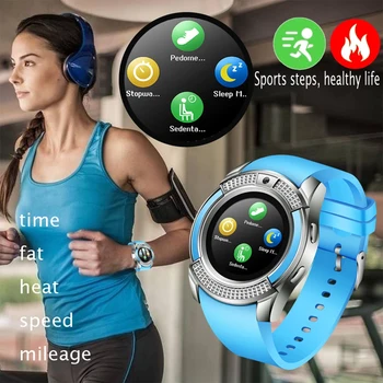 V8 Moda Sıcak Satış akıllı saat Erkek Kadın Spor Su Geçirmez Spor Band Spor Izci Bilezik Bluetooth Smartwatch Android IOS