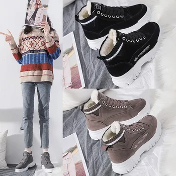 Bayanlar rahat ayakkabılar Dantel-up Moda Sneakers Platformu Kar Botları Kış Kadın Çizmeler Sıcak Peluş kadın ayakkabısı Zapatos De Mujer