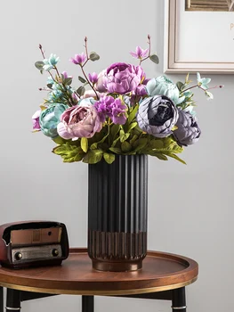 1 Demet Avrupa Yapay Şakayık Dekoratif Parti Ipek Sahte Çiçekler Şakayık Ev Otel Dekor DIY Düğün Dekorasyon Çelenk