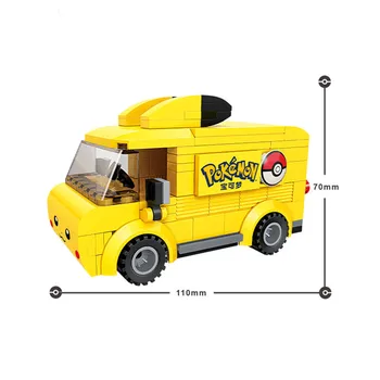 Pokemon Pikachu Sevimli Araba Otobüs Sıcak Karikatür Anime Modeli Yapı Taşları Tuğla Setleri Klasik Film Bebekler Çocuk Oyuncakları Çocuklar Için Gif