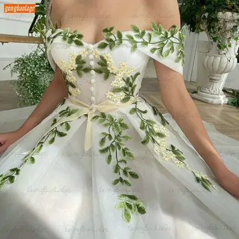 Exqusite White Prom Dresses Women 2021 Vestido De Fiesta Largo Custom Made Платье На Выпускной A Line Tulle Appliqued Party Gown