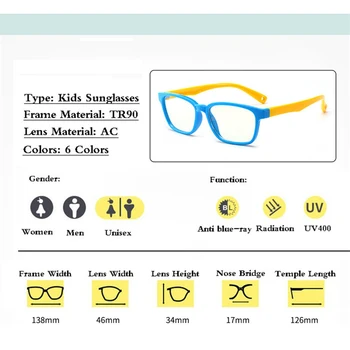 Ahora silikon mavi ışık Engelleme bilgisayar gözlük çerçeveleri için çocuk erkek kız Siyah yeşil kare çerçeve koruma gözlük UV400 3
