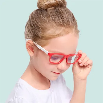 Ahora silikon mavi ışık Engelleme bilgisayar gözlük çerçeveleri için çocuk erkek kız Siyah yeşil kare çerçeve koruma gözlük UV400 4